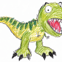 Crayon kindergarten version of a t-rex dinosaur