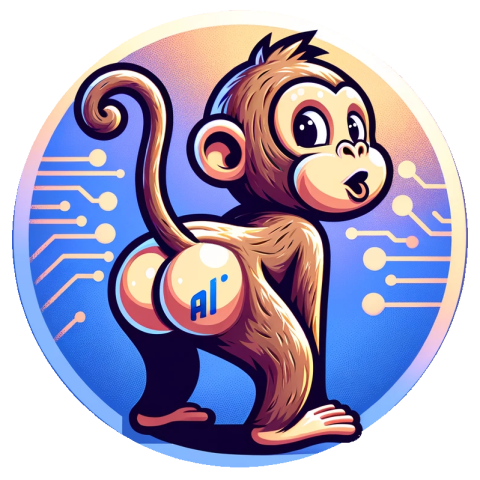MonkeyButtAI logo featuring cheeky monkey