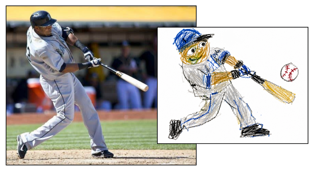 Baseball player created a kindergarten crayon art, very cute