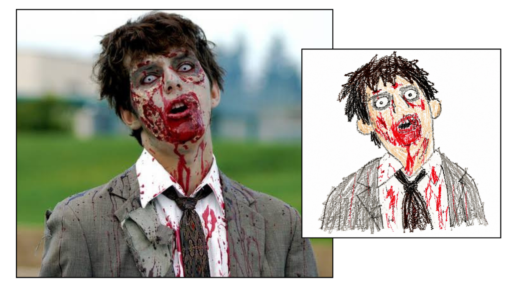 Zombie created as crayon art done by a preschooler
