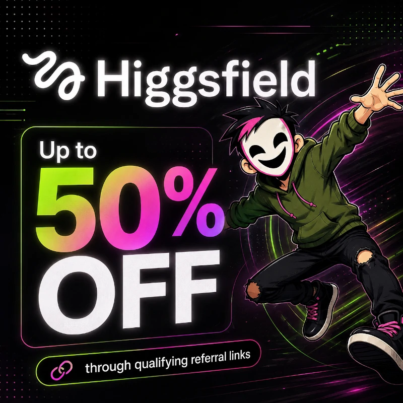 Higgsfield special offer at up to fifty percent off